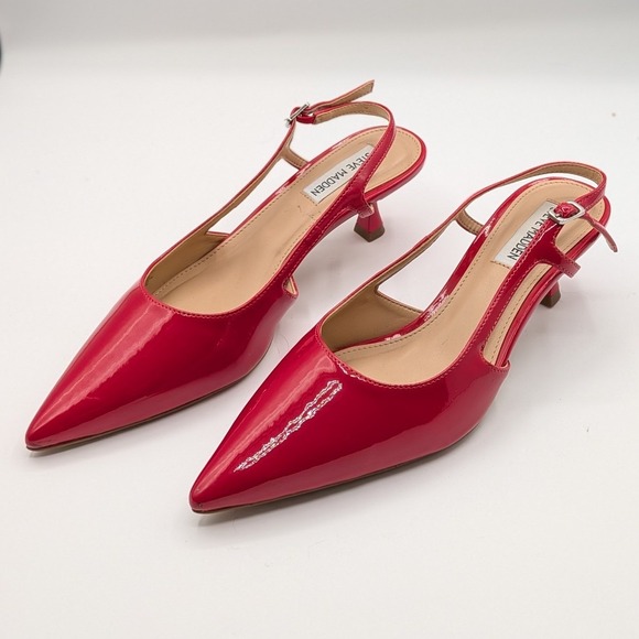 Steve Madden Shoes - Steve Madden Size 7 $90 Red Patent Slingback Kitten Heels Pointed Toe Pumps